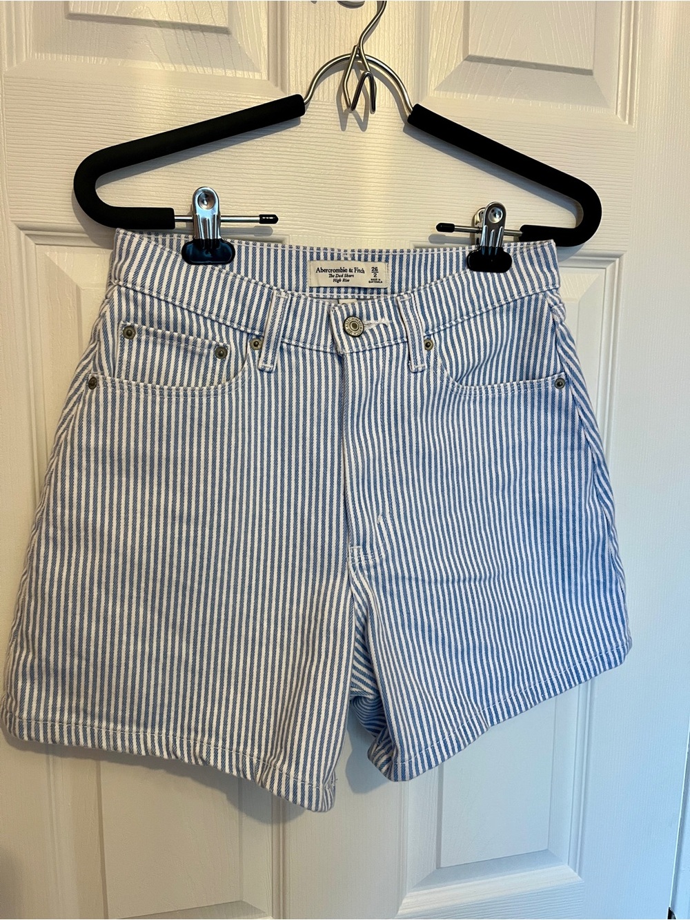 Abercrombie & Fitch Blue and White Striped Women's Shorts